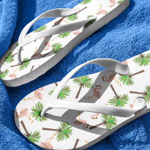 Tongs Motif Flamant rose Et Palmier