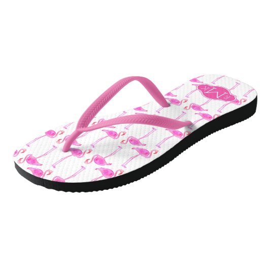 Tongs Motif flamant rose| Monogramme (Incliné)