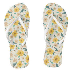 Tongs Motif Fleur de marguerite jaune