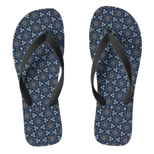 Tongs Motif Fleurs Bleu Minuit