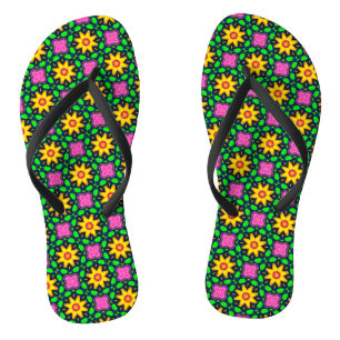 Tongs Motif Fleurs Jaunes Florales Colorées-45567
