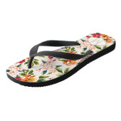 Tongs Motif floral chic de fille avec nom de monogramme (Incliné)
