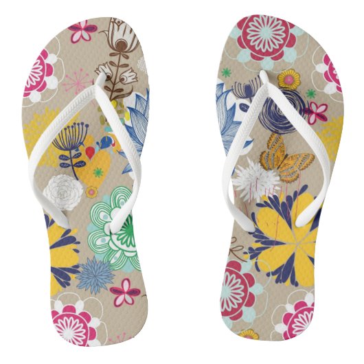 Tongs Motif floral dans le rétro style 3 (Semelle)