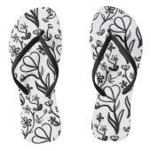 Tongs Motif floral en noir et blanc (Semelle)