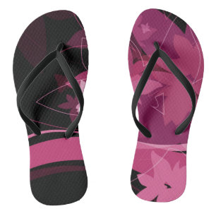 Tongs Motif floral magenta