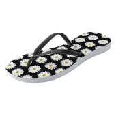 Tongs Motif floral marguerrier blanc sur noir (Incliné)