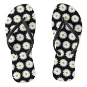 Tongs Motif floral marguerrier blanc sur noir (Semelle)