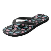 Tongs Motif floral pastel sur fond noir | Cute D (Incliné)