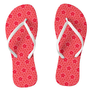 Tongs Motif floral rose rouge