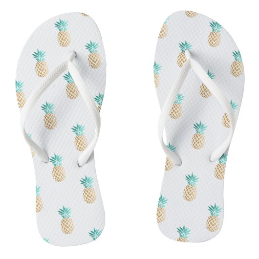 Tongs motif frais tropical d'ananas d'or de faux d'été (Semelle)