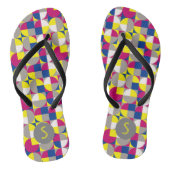 Tongs motif géométrique Abstrait fuchsia jaune (Semelle)