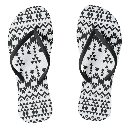 Tongs Motif géométrique Aztec noir et blanc (Semelle)