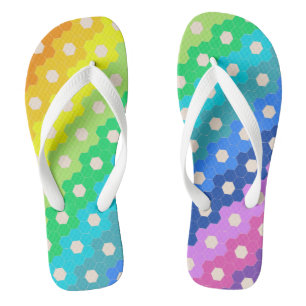Tongs Motif géométrique Hexagon arc-en-ciel lumineux