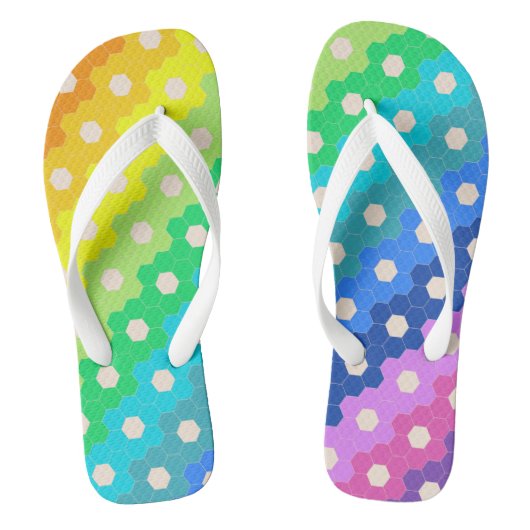 Tongs Motif géométrique Hexagon arc-en-ciel lumineux (Semelle)