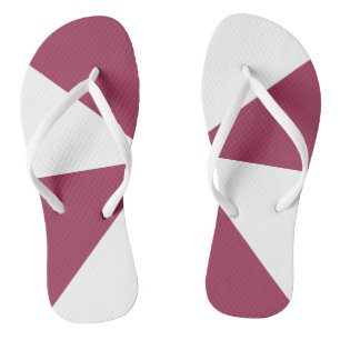 Tongs Motif géométrique moderne blanc et rose sangria