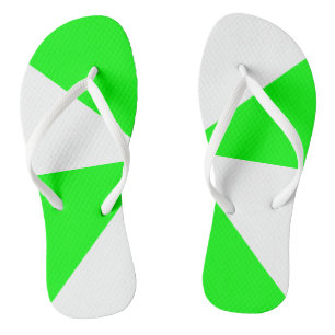 Tongs Motif géométrique moderne blanc et vert citron