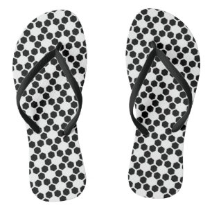 Tongs Motif Hexagon géométrique noir et blanc monochrome