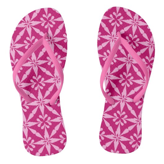 Tongs Motif Ikat Star - Fuchsia rose (Semelle)