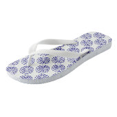 Tongs Motif indigo bleu foncé rayé sur blanc (Incliné)