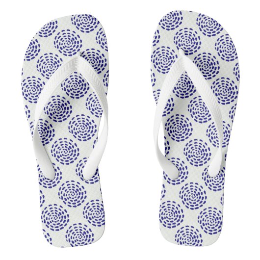 Tongs Motif indigo bleu foncé rayé sur blanc (Semelle)