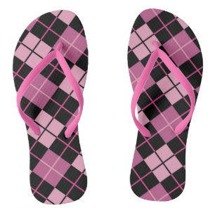 Tongs Motif Jacquard en noir et rose