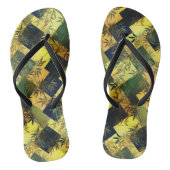 Tongs Motif japonais de chiyogami en bambou vert foncé (Semelle)