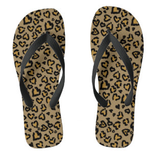Tongs Motif léopard de coeur en couleurs naturelles