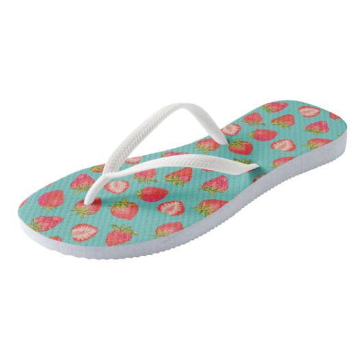 Tongs Motif mignon de fraise d'été (Incliné)