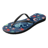 Tongs Motif mignon de vie marine de l'océan (Incliné)
