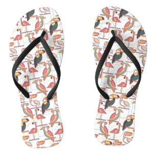 Tongs Motif moderne avec les oiseaux tropicaux