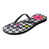 Tongs Motif moderne Houndstooth rose violet jaune (Incliné)