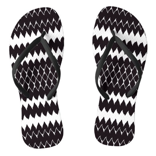 Tongs Motif noir blanc Chevron (Semelle)