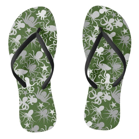 Tongs Motif octopus.b D Green BG (Semelle)