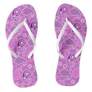 Tongs Motif Paisley, lilas et violet améthyste