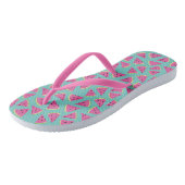Tongs Motif Pastèque Rose Tropicale d'Été (Incliné)