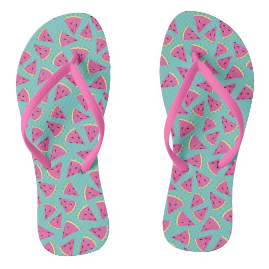 Tongs Motif Pastèque Rose Tropicale d'Été (Semelle)
