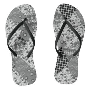Tongs Motif Patchwork Gris Patchwork