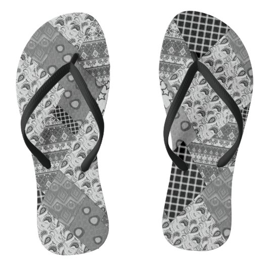 Tongs Motif Patchwork Gris Patchwork (Semelle)