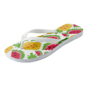 Tongs Motif Pixel de Pastèque et Ananas Tropicaux (Incliné)