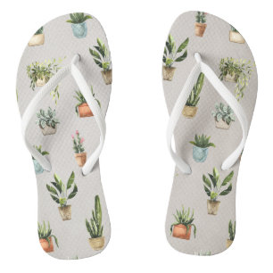 Tongs motif plante en aquarelle