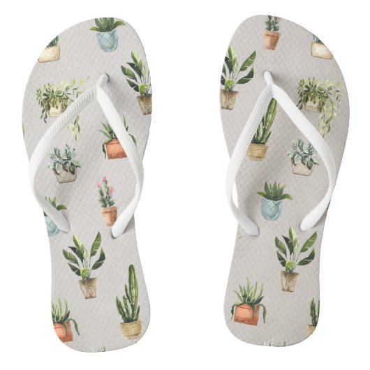 Tongs motif plante en aquarelle (Semelle)