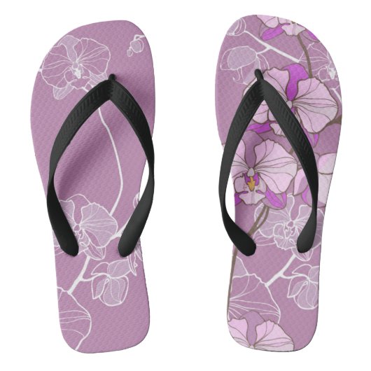 Tongs Motif pourpre d'orchidée (Semelle)