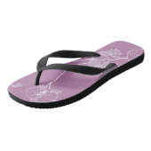 Tongs Motif pourpre d'orchidée (Incliné)
