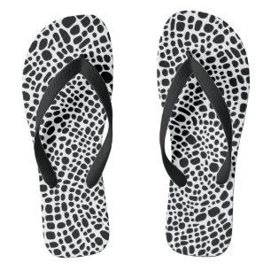Tongs Motif Psychédélique Noir Et Blanc