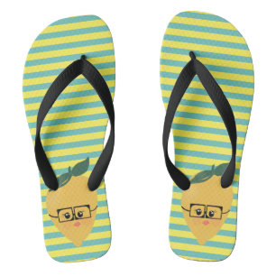Tongs Motif rayé mignon citron