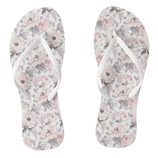 Tongs Motif rose et gris classique (Semelle)