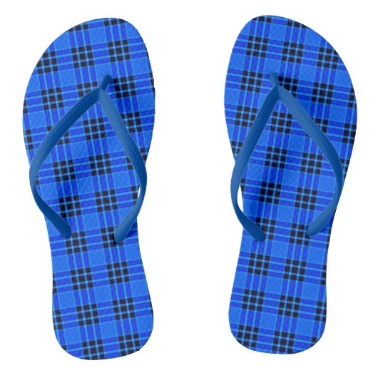 Tongs Motif Royal Blue Black Checks (Semelle)