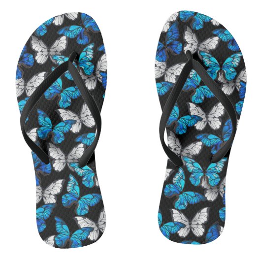 Tongs Motif sans couleur foncée avec papillons bleus Mor (Semelle)
