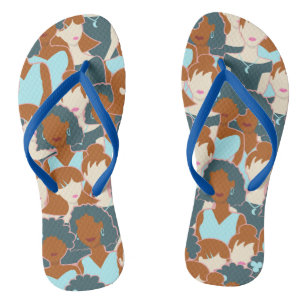 Tongs Motif sans couture avec filles noires et blanches