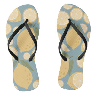Tongs Motif sans couture de citron jaune